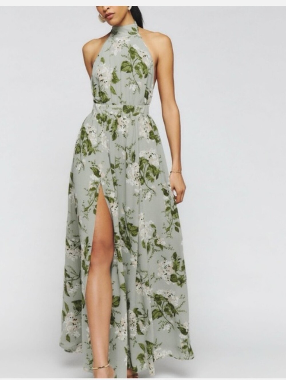 Reformation Andee Floral Halter Maxi Dress Tea Garden Sz 10